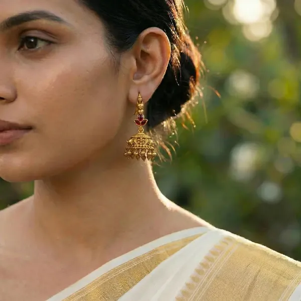 Ratna_Kamala_Ghanta_Jhumka_Gold_Plated_Ruby_Lotus_Temple_Earrings_Red