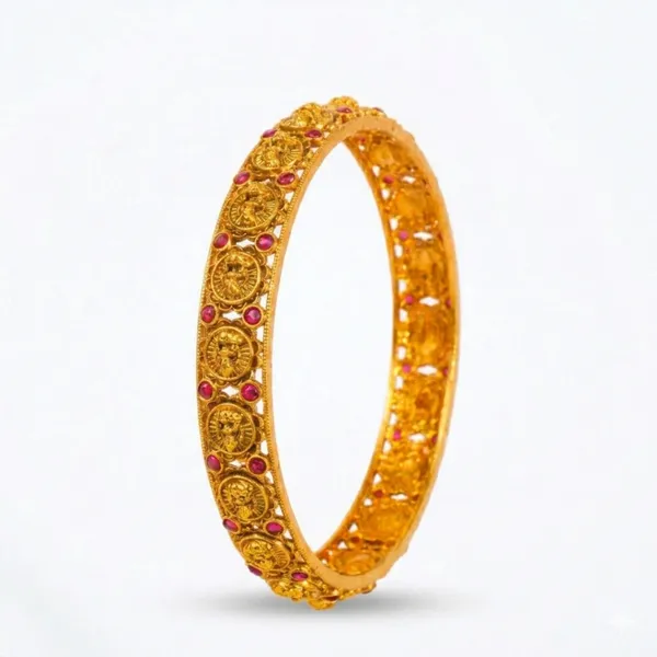 Ganga_Taranga_Kada_Bangle_Gold_Plated_Sacred_River_Wave_Bangle_V_2482_Red