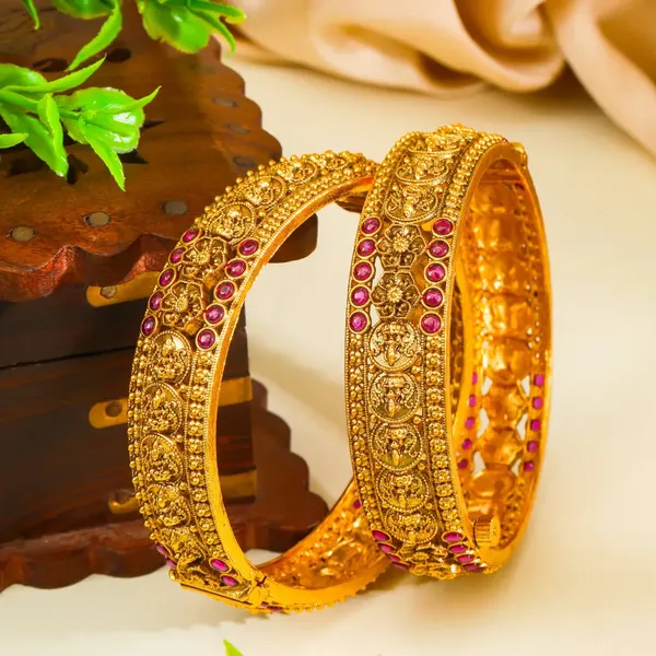 Hema_Kankini_Kada_Bangle_Gold_Plated_Golden_Temple_Bridal_Bangle_V_2570_Red