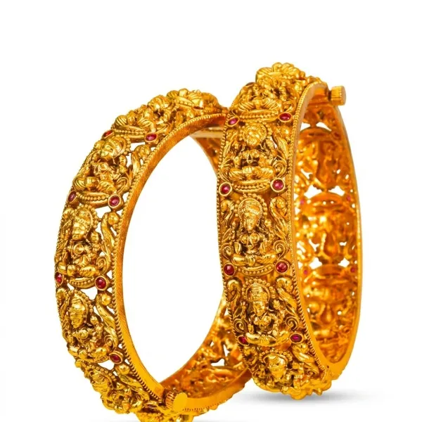 Kaveri_Lahari_Kada_Bangle_Gold_Plated_Sacred_River_Wave_Bangle_V_2501_Red