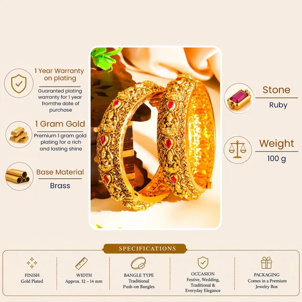 Mrinalika_Kangan_Kada_Bangle_Gold_Plated_Lotus_Stem_Temple_Bangle_J_273_Red