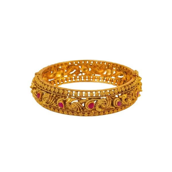 Shobha_Kankana_Kada_Bangle_Gold_Plated_Splendour_Temple_Bangle_J_274_Red