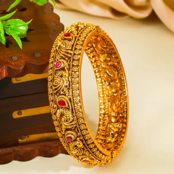 Shobha_Kankana_Kada_Bangle_Gold_Plated_Splendour_Temple_Bangle_J_274_Red