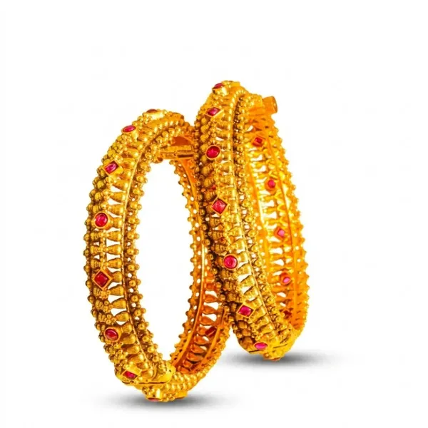 Nitya_Pallavi_Kada_Bangle_Gold_Plated_Eternal_Blossom_Temple_Bangle_V_2387_Red