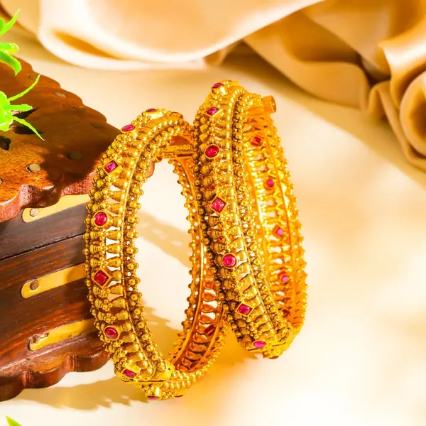 Nitya_Pallavi_Kada_Bangle_Gold_Plated_Eternal_Blossom_Temple_Bangle_V_2387_Red