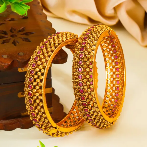 Kamala_Tarini_Kada_Bangle_Gold_Plated_Lotus_Goddess_Temple_Bangle_V_2476_Red