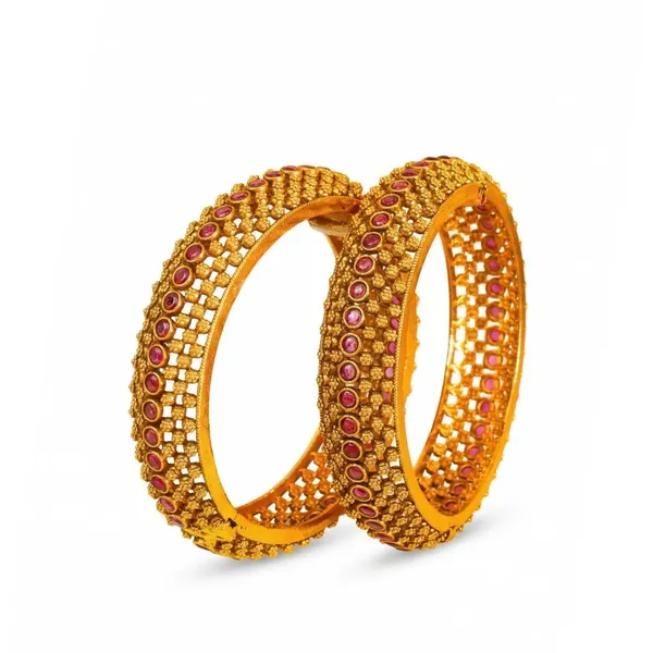 Kamala_Tarini_Kada_Bangle_Gold_Plated_Lotus_Goddess_Temple_Bangle_V_2476_Red
