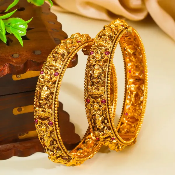 Ratna_Kankini_Kada_Bangle_Gold_Plated_Gemstone_Temple_Bridal_Bangle_V_2502_Red