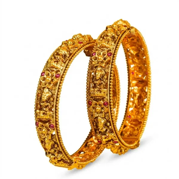 Ratna_Kankini_Kada_Bangle_Gold_Plated_Gemstone_Temple_Bridal_Bangle_V_2502_Red