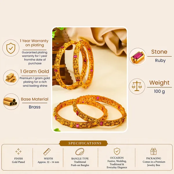 Indira_Vilasa_Paired_Bangle_Gold_Plated_Lakshmi_Splendour_Bangle_Set_V_2392_Red_Pack_Of_2
