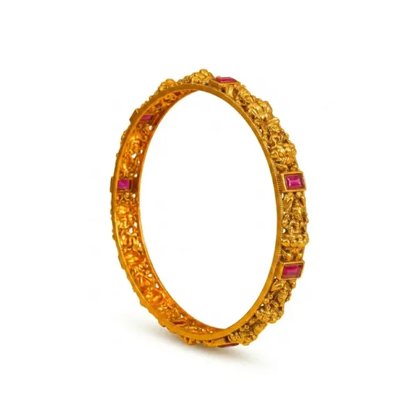 Indira_Vilasa_Paired_Bangle_Gold_Plated_Lakshmi_Splendour_Bangle_Set_V_2392_Red_Pack_Of_2