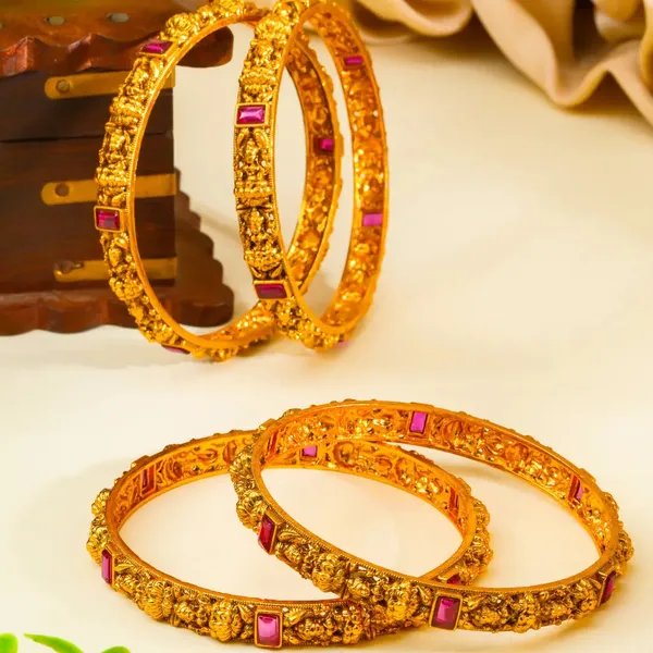 Indira_Vilasa_Paired_Bangle_Gold_Plated_Lakshmi_Splendour_Bangle_Set_V_2392_Red_Pack_Of_2