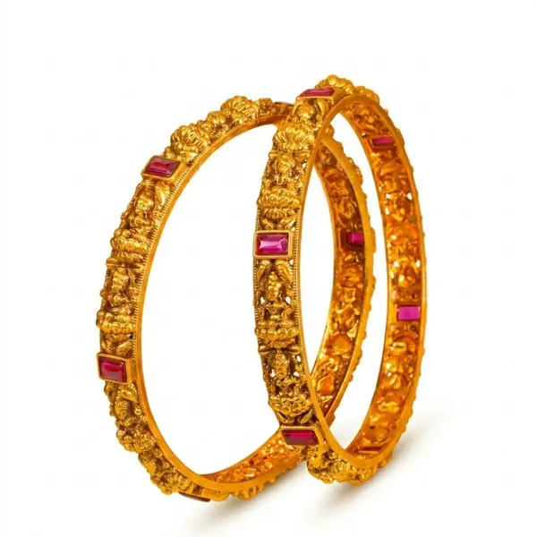 Indira_Vilasa_Paired_Bangle_Gold_Plated_Lakshmi_Splendour_Bangle_Set_V_2392_Red_Pack_Of_4