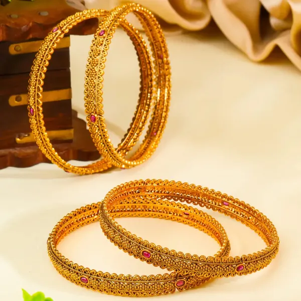 Charulata_Kangan_Paired_Bangle_Gold_Plated_Graceful_Creeper_Bangle_Set_V_2470_Red_Pack_Of_4