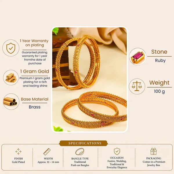 Charulata_Kangan_Paired_Bangle_Gold_Plated_Graceful_Creeper_Bangle_Set_V_2470_Red_Pack_Of_4