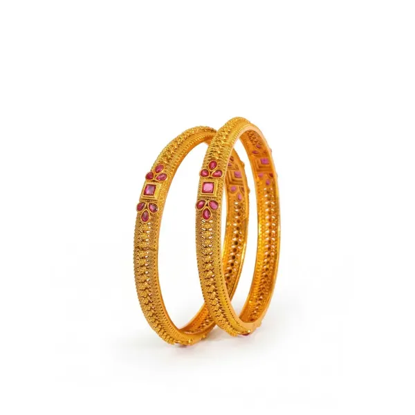 Lalita_Tarangini_Paired_Bangle_Gold_Plated_Goddess_Wave_Bangle_Set_V_2485_Red_Pack_Of_2