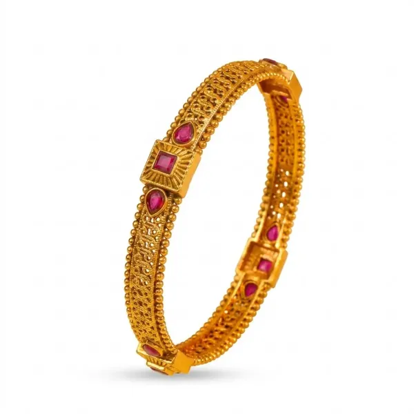 Mohini_Manjari_Paired_Bangle_Gold_Plated_Enchanting_Blossom_Bangle_Set_V_2471_Red_Pack_Of_4