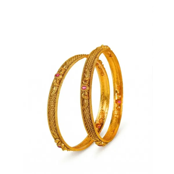 Shruti_Lahari_Paired_Bangle_Gold_Plated_Sacred_Music_Wave_Bangle_Set_V_2567_Red_Pack_Of_2
