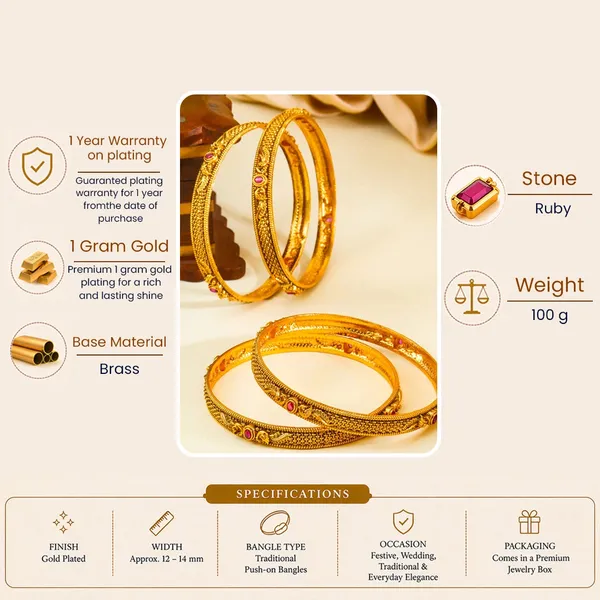 Shruti_Lahari_Paired_Bangle_Gold_Plated_Sacred_Music_Wave_Bangle_Set_V_2567_Red_Pack_Of_4