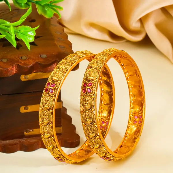 Kanaka_Valai_Paired_Bangle_Gold_Plated_Sacred_Gold_Temple_Bangle_Set_V_2499_Red_Pack_Of_2