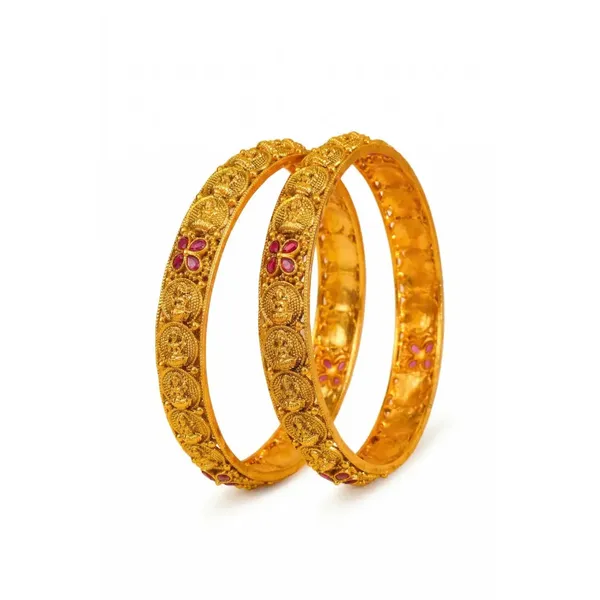 Kanaka_Valai_Paired_Bangle_Gold_Plated_Sacred_Gold_Temple_Bangle_Set_V_2499_Red_Pack_Of_2