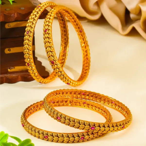 Devi_Alankara_Valayal_Paired_Bangle_Gold_Plated_Goddess_Adornment_Bangle_V_2564_Red_Pack_Of_4