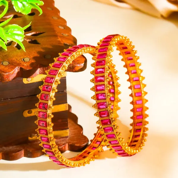 Rukmini_Rekha_Paired_Bangle_Gold_Plated_Divine_Queen_Line_Bangle_Set_R_221_Red