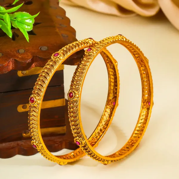 Kamakshi_Shobha_Paired_Bangle_Gold_Plated_Kanchipuram_Goddess_Bangle_Set_V_2565_Red