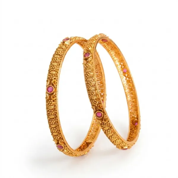 Andal_Pushpa_Kankana_Paired_Bangle_Gold_Plated_Goddess_Flower_Bangle_Set_V_2562_Red