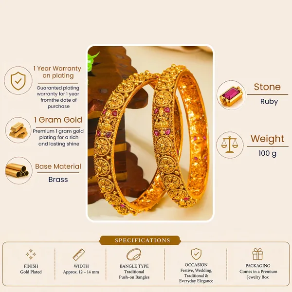 Padmavathi_Rekha_Paired_Bangle_Gold_Plated_Lotus_Goddess_Line_Bangle_Set_V_2500_Red