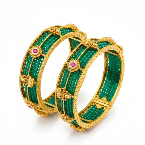 Nithya_Mangala_Kankana_Paired_Bangle_Gold_Plated_Eternal_Auspicious_Bangle_J_1119_Red