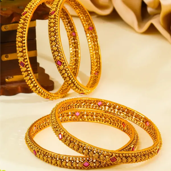 Bhuvana_Rekha_Kankana_Paired_Bangle_Gold_Plated_Earth_Line_Temple_Bangle_V_2472_Red_Pack_Of_4