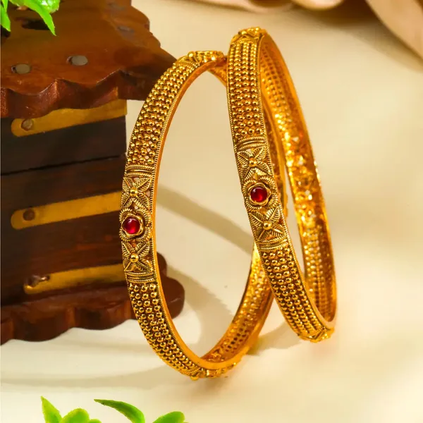 Shakti_Alankara_Valayal_Paired_Bangle_Gold_Plated_Cosmic_Power_Adornment_Bangle_J_1121_Red_Pack_Of_2