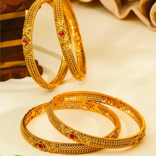 Shakti_Alankara_Valayal_Paired_Bangle_Gold_Plated_Cosmic_Power_Adornment_Bangle_J_1121_Red_Pack_Of_4