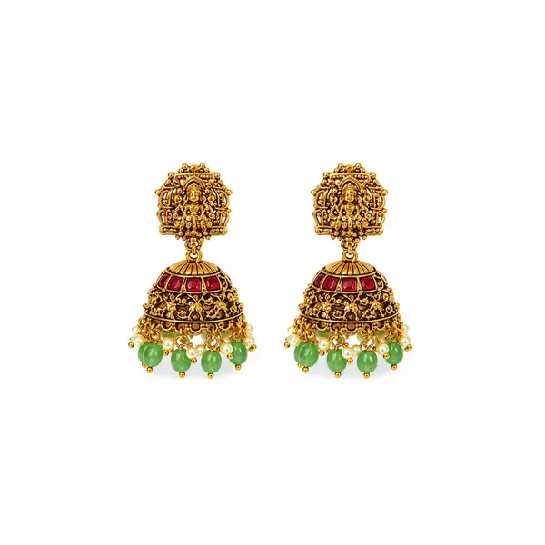 Rukmini_Archana_Haar_Short_Necklace_Set_Gold_Plated_Temple_Jewellery_J_1135_Red
