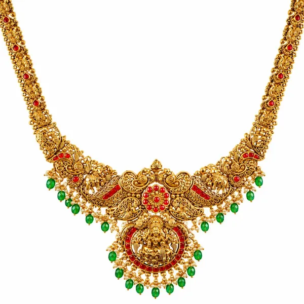 Meenakshi_Rekha_Haram_Long_Necklace_Set_Gold_Plated_Temple_Jewellery_J_867_Red