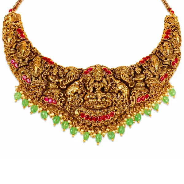 Swarna_Archana_Kantha_Short_Necklace_Set_Gold_Plated_Temple_Jewellery_J_1019_Red
