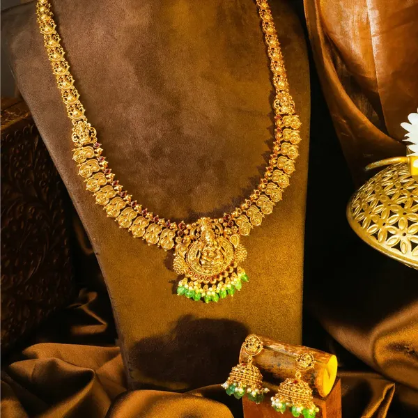 Abhaya_Kalasha_Haram_Long_Necklace_Set_Gold_Plated_Temple_Jewellery_K_1693_Red