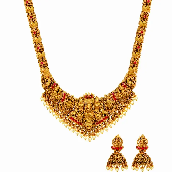 Rukmini_Bhushana_Kantha_Long_Necklace_Set_Gold_Plated_Temple_Jewellery_J_1056_Red