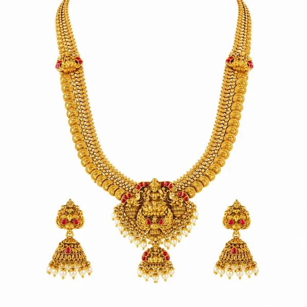 Kamala_Shobha_Haram_Long_Necklace_Set_Gold_Plated_Temple_Jewellery_J_1018_Red