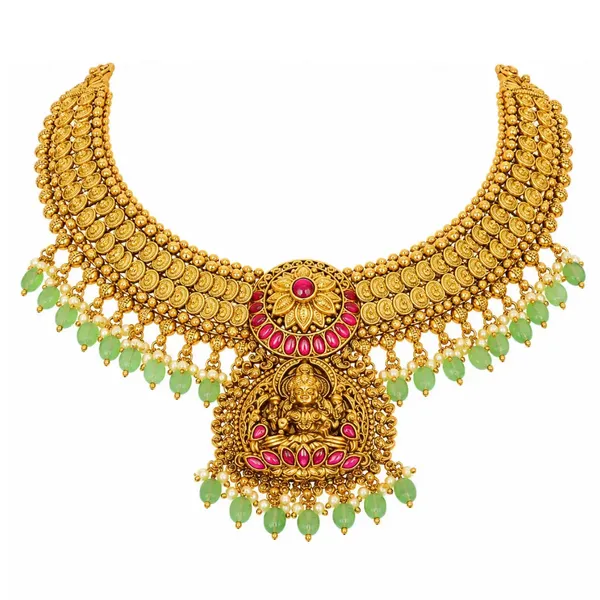 Swarna_Kanti_Navaratna_Haar_Short_Necklace_Set_Gold_Plated_Temple_J_1061_Red