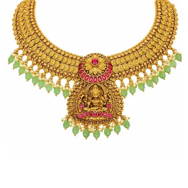 Saraswathi_Haridhra_Combo_Necklace_Set_Gold_Plated_Temple_Jewellery_J_1061n_Red