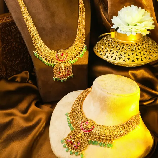 Saraswathi_Haridhra_Combo_Necklace_Set_Gold_Plated_Temple_Jewellery_J_1061n_Red