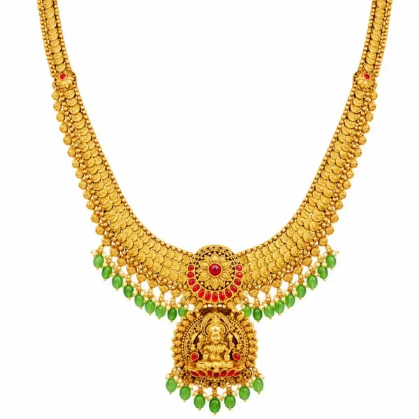 Saraswathi_Haridhra_Combo_Necklace_Set_Gold_Plated_Temple_Jewellery_J_1061n_Red