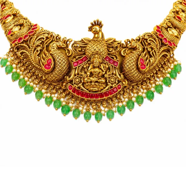 Muthu_Swarna_Kamalam_Kanti_Short_Necklace_Set_Gold_Plated_Temple_J_1059_Red