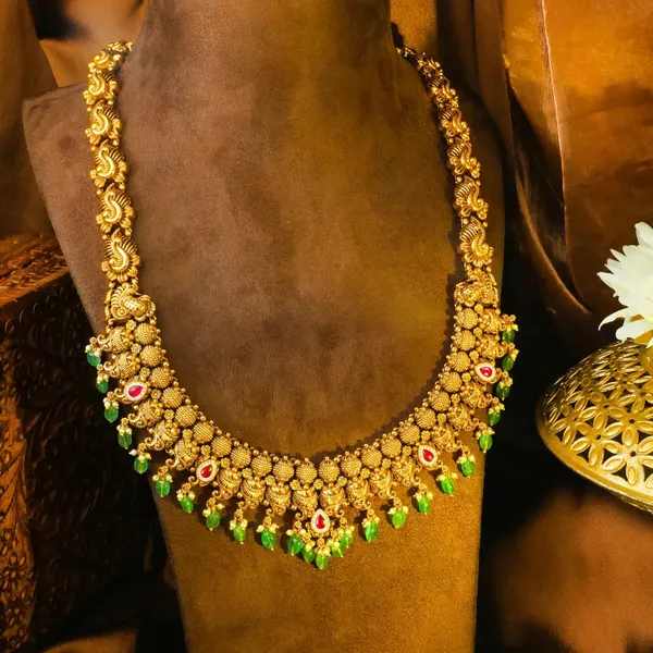Navaratna_Swarna_Kamalam_Haar_Long_Necklace_Set_Gold_Plated_Temple_J_1186_Red