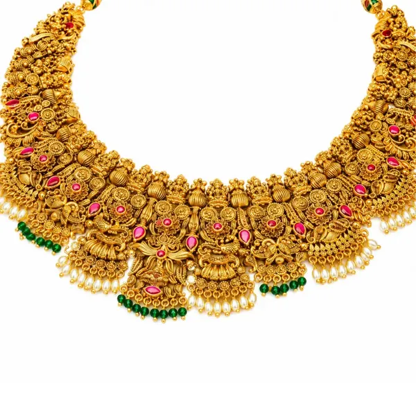 Swarna_Manga_Kamalam_Kanti_Short_Necklace_Set_Gold_Plated_Temple_Red