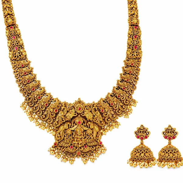 Muthu_Kamalam_Swarna_Kanti_Long_Necklace_Set_Gold_Plated_Temple_J_1050_Red