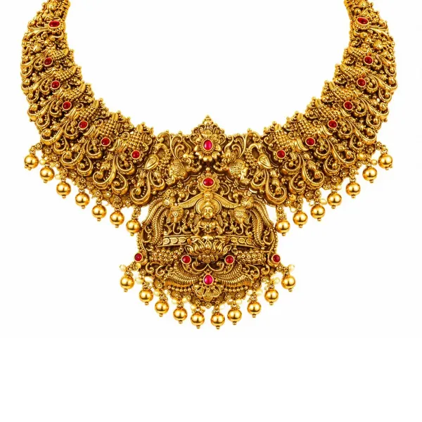 Swarna_Antique_Manga_Haar_Combo_Necklace_Set_Gold_Plated_Temple_J_1049n_Red