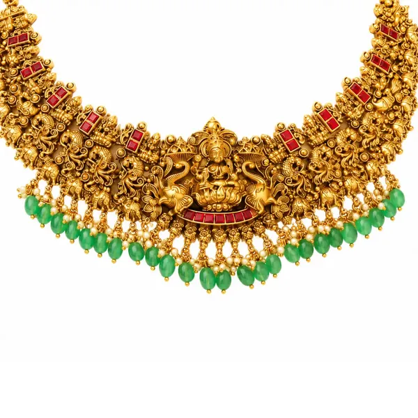 Navaratna_Pachi_Swarna_Mala_Short_Necklace_Set_Gold_Plated_Temple_J_1037_Red